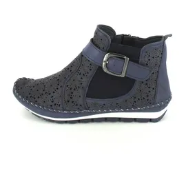 Gemini Damen Stiefelette Leder Cutouts floral Muster 382019-19, Größe:38 EU, Farbe:Blau - Blau - 38