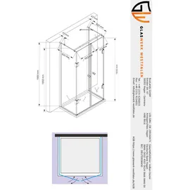 BuyLando.Shop Emma U-Form Duschkabine 90 x 195 cm inkl. Duschtasse