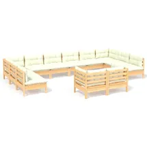 vidaXL Garten-Lounge-Set 12-tlg. creme Kiefer