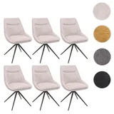 6er-Set Esszimmerstuhl HWC-M65, Küchenstuhl Lehnstuhl Stuhl, drehbar Auto-Position Metall Stoff/Textil ~ creme-beige