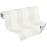 Livingwalls vorgeleimte Vliestapete DESIGNDROP - Tapezieren ohne Kleister - Beige, Weiß - Streifentapete Made in Germany - 787217