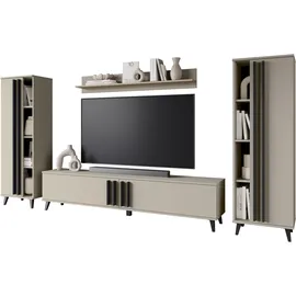 INOSIGN Wohnwand INOSIGN "Helsinki, Modernes Möbelset", braun (congo), B:270cm H:140cm T:33cm, Holzwerkstoff, Kastenmöbel-Sets, Wohnwand, mit lamellengriffen, verstellbaren Einlegeböden und Kunststofffüßen