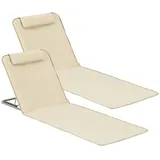 [en.casa] Donostia 2er Set Gartenliege 143 x 48 x 48 cm Beige