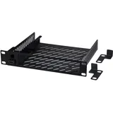 GeeekPi 10 Zoll 1U Mini PC Rackmount Fachboden mit RJ45 CAT6 Port & HDMI Port für DeskPi RackMate T1/T0 Netzwerk-Schrank - 200 mm Tief - Perforiertes Stahl-Blech - Schwarz