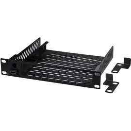 GeeekPi 10 Zoll 1U Mini PC Rackmount Fachboden mit RJ45 CAT6 Port & HDMI Port für DeskPi RackMate T1/T0 Netzwerk-Schrank - 200 mm Tief - Perforiertes Stahl-Blech - Schwarz