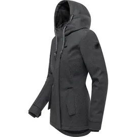 Ragwear Damen, gefütterte, Wasserfeste warme Jacke mit Kapuze in atmungsaktiver Fleece Woll-Optik Monadde Felt YOUMODO Dark Grey Gr. 3XL - 3XL