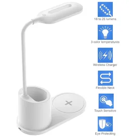 Fontastic Schreibtischlampe mit Induktivlader & Stiftehalter
