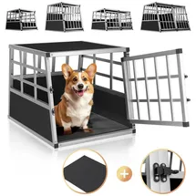 CADOCA Tiertransportbox M 70 x 54 x 51 cm Grau/Schwarz