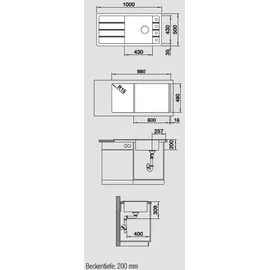Blanco Faron XL 6 S anthrazit + Excenterbetätigung + InFino