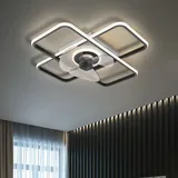 Deckenventilator Mit Beleuchtung LED Fan Deckenleuchte Dimmbar Leise Deckenventilator Mit Fernbedienung Ventilator Deckenlampe, Modern Esstisch Wohnzimmer Schlafzimmer Fan Beleuchtung (Schwarz, L55cm)