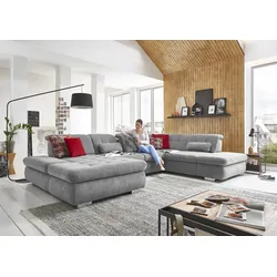 Ecksofa DIE PLANBAR "MP-IN17004 L-Form", silber, B:382cm H:84cm T:124cm, 100% Polyester, Sofas, wahlweise mit Funktionen, Federkern-Polsterung