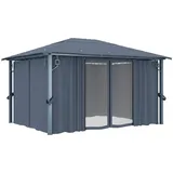 vidaXL Alu-Pavillon 4 x 3 m anthrazit inkl. Vorhängen