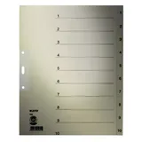 Leitz Papierregister 1-10, A4, Papier, 10 Blatt, grau