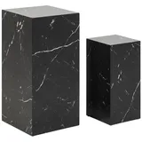 Dynamic24 Beistelltisch 2er Set Marmoroptik Schwarz Wohnzimmer Coucht Sofa Tisch Würfel