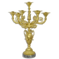 Casa Padrino Luxus Barock Tisch Kerzenhalter Gold / Schwarz 61,5 x 61,5 x H. 82 cm - Prunkvoller Bronze Kerzenhalter im Barockstil - Barock Deko Accessoires - Barock Möbel - Barock Interior