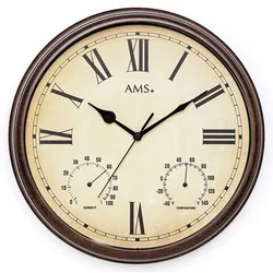 Wanduhr klassisch wetterfestes Metallgehäuse - AMS Modell: 9483