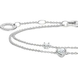 Thomas Sabo Armband mit Herzen und weiße Steine 925 Sterlingsilber A2057-051-14 - weiß
