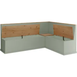 OTTO home Eckbank OTTO HOME "Sara", salbei, naturfarben, B:200cm H:90cm T:53cm, FSC-zertifiziertes Massivholz, Sitzbänke, Eckbank, aus massivem Kiefernholz, Paneel Rückenlehne, zwei Breiten