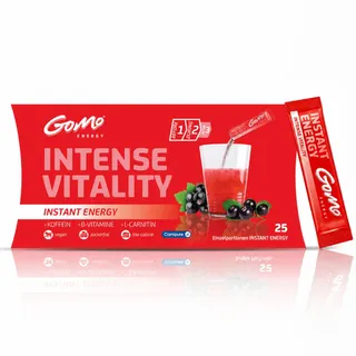 GoMo ENERGY – Instant Energy Getränkepulver mit Vitamin B, Vitamin C, L-Carnitin, Taurin, Koffein, Guarana & Holunder – zuckerfreier Instant Energy Drink (Intense Vitality | 25 x 5,3g)