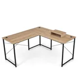 Costway Eckschreibtisch, Rot, Holz, 150x74x150 cm, Arbeitszimmer, Schreibtische, Eckschreibtische