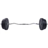 GYRONETICS® Hantelset - 30 kg, SZ-Stange 120cm, Verchromt, Rutschfest und Gerändelt, 25mm, 2x5kg, 2x7,5kg, Kunststoff Hantelscheiben, mit 2 Sternverschlüssen - SZ-Curl Set, Langhantel Set, Curlstange