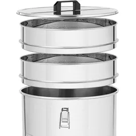 Wiesenfield Honigeimer Honig-Abfülleimer mit Sieb, Deckel und Quetschhahn Edelstahl 100 L