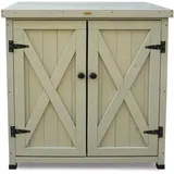 HABAU Gartenschrank, wetterfest in Grau lasiert, aus zertifiziertem Massivholz, ideal für Garten, Balkon und Terrasse (Laura)