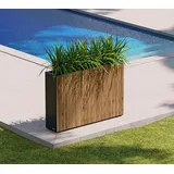 Herstera Garden Deco Planter Divider rechteckiger Pflanzkübel hoch Outdoor | Pflanzkasten und Raumteiler | Holz Metall Schwarz