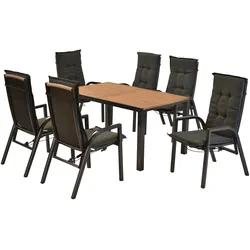 Balkonset MERXX "»Tilos«", grau (graphit, graphit, graphit), Rückenlehne verstellbar, Aluminium, FSC-zertifizierter Holzwerkstoff, Sitzmöbel-Sets, Rückenlehne verstellbar durch Gasdruckfeder