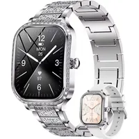 Smartwatch für Damen, 1,75 Zoll, HD-Display, IP68 Wasserdicht Fitnessuhr mit Herzfrequenzmessung, Sport, BT-Anruf, Smartwatch für Android und iOS - Silber