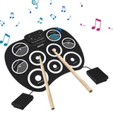 Btuty Elektronisches Schlagzeug-Set mit 9 Pads, MIDI-Schnittstelle, kompatibel mit DTX-Spielen, ohne Lautsprecher, Geburtstagsgeschenk, Urlaubspad, Übungs-Set mit Drumsticks, Pedal