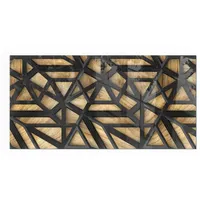 Tulup Bodenplatte Glas 100 x 50 cm Geometrie mit Holz Braun