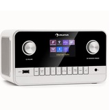 Auna Radio für Küche & Bad, Aufladbares DAB-Radio, DAB Plus Radio mit Bluetooth, Radio Batteriebetrieben mit DAB/DAB+/FM, TFT Display, Wecker, 5h Betrieb, Retro-Radio Klein, Radio mit Netzstecker 15W