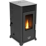 Babas Eco Hybridofen Pellets und Holz Kombiofen Kaminofen 8 kW Pelletofen ohne Strom Schwarz Holzofen Holz Ofen Kamin - Schwarz