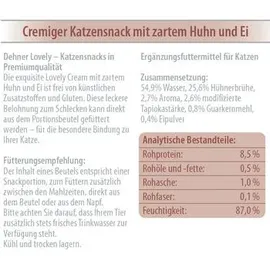 Dehner Premium Lovely Katzensnack Leckerli Creme glutenfrei Huhn und Ei 12 x 84 g