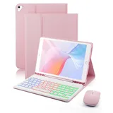 für iPad 6 Generation(2018)/ iPad 5 Generation(2017)/IPad Pro 9.7 (2016)/ IPad Air 2 (2014) 9.7 Zoll Hülle mit Kabelloses Bluetooth Deutsch (QWERTZ) Beleuchtete Tastatur und Maus,Backlit Keyboard Case