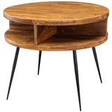 FineBuy Couchtisch Sheesham Braun 60 x 60 x 45 cm