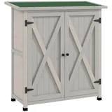 Outsunny Gartenschrank Holz, Geräteschuppen wetterfest 110 x 55 x 117 cm, Gerätehaus mit Tür, Pultdach, Ablagen, Geräteschrank, Gartenhaus