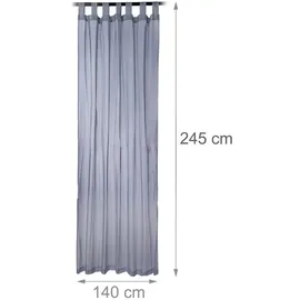 Relaxdays Vorhänge mit Schlaufen, 2er-Set, Voile, halbtransparente Gardinen, einfarbig, Polyester HxB 245x140 cm, silber