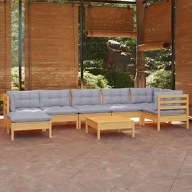 vidaXL Garten-Lounge-Set 8-tlg. grau Kiefer