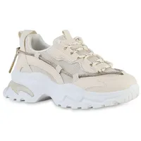 Stiefelparadies Damen Plateau Sneaker in Beige