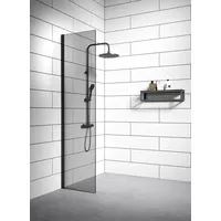 Duschwand Rizani 40 x 200cm Glas Duschabtrennung Schwarz - Walk-In Dusche Nano Duschtrennwand