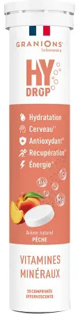 Granions HyDrop Vitamine Mineralstoffe Pfirsich 20 Brausetabletten