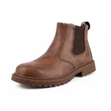 Crazynekos Herren Casual Leder Stahl Kappe Sicherheitsschuhe Isolierte Industrie Arbeitsstiefel für Männer, braun, 47 1/3 EU - 47.5 EU