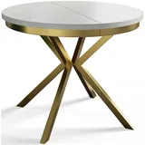 Alpi-Möbel Runder, Weiß, Gold, Holzwerkstoff, Rund, X-Form, 100x76x100 cm, Esszimmer, Tische, Esstische