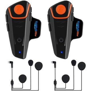 Fodsports BT-S2 Motorrad Bluetooth Headset, Helm Kommunikationssystem für 3 Motorräder Reichweite bis zu 1000m, FM Raido, Wasserdicht, Freisprecheinrichtung(Klebe-Mikrofon)