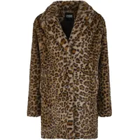 URBAN CLASSICS "Urban Classics Ladies Oversized Faux Fur Leo Coat, Damen, Gr. M leo, 100% Polyester, Mäntel Wintermantel