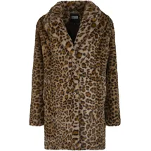 URBAN CLASSICS "Urban Classics Ladies Oversized Faux Fur Leo Coat, Damen, Gr. M leo, 100% Polyester, Mäntel Wintermantel