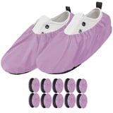 Ferocity 5 Paar Mehrweg Schuhüberzieher EU 40-45 für Erwachsene Wasserabweisend Überschuhe Rutschfester Waschbarer Schuhschützer Unisex Männer Frauen aus Polyester Pink x5 [142] - 5 Pair 40-45 size