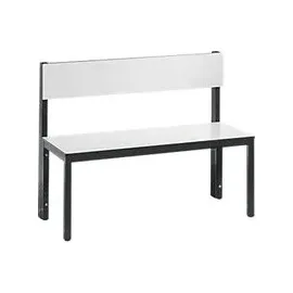 C+P Sitzbank mit Rückenlehne, Basic Plus, H796xB1000xT407mm, Gestell Schwarzgrau / Dekor Weiß (8060-300)